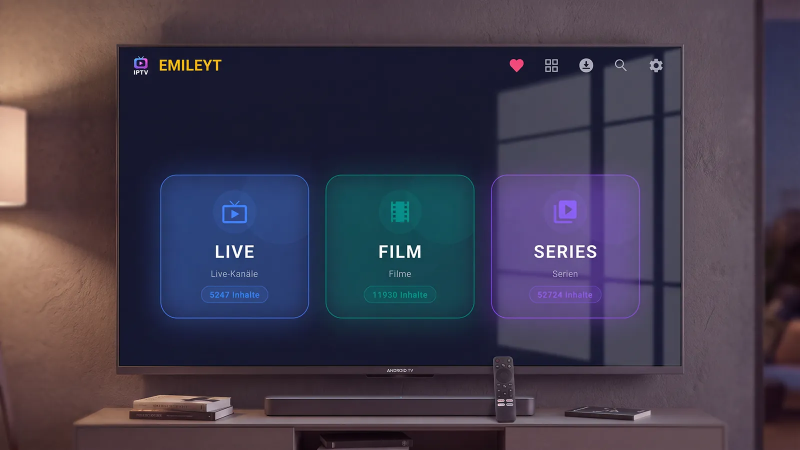 Emileyt IPTV Player auf Android TV: Filmbereich